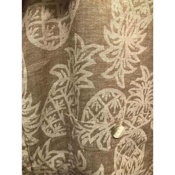 Even Tide Extra Large (XL) Linen Blend Tan Pineapple Short Sleeve Button - Picture 6 of 6